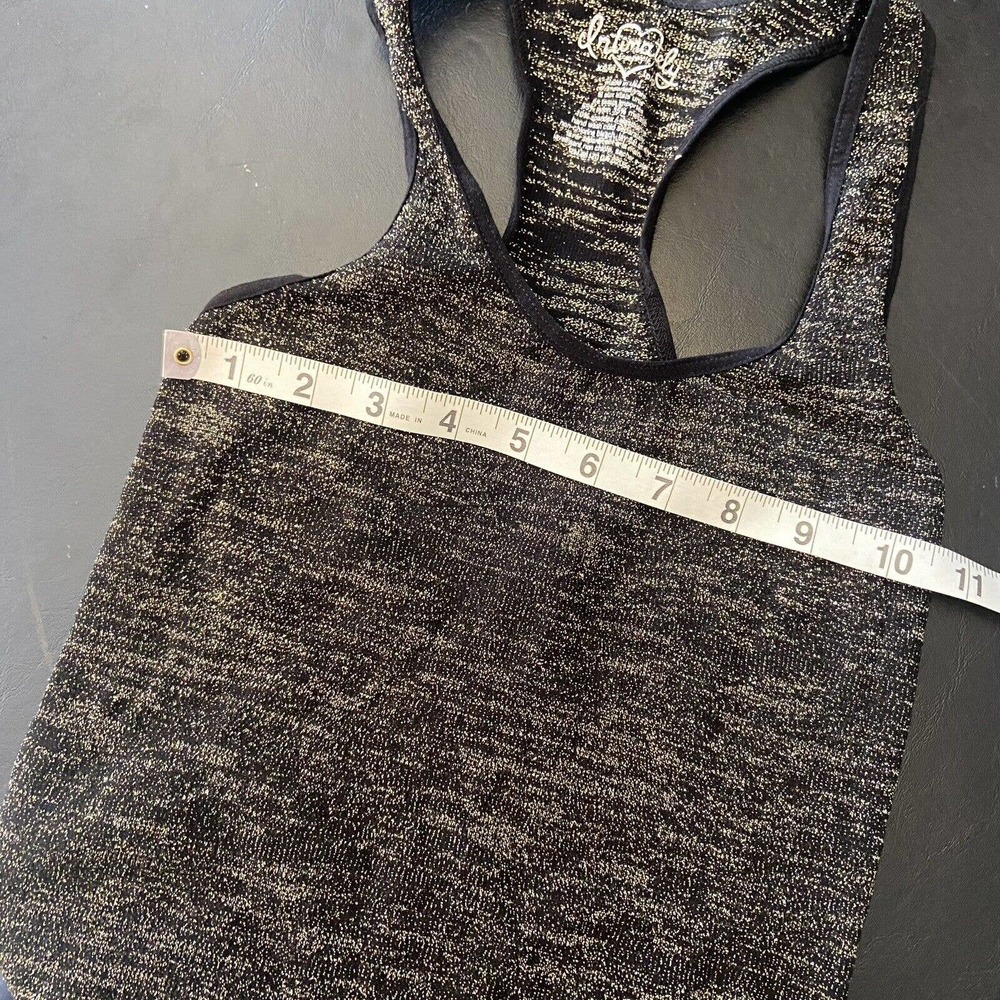 Intimately Free People XS/S Stretch Knit Racerback Tank Top Black Gold Metallic - Picture 6 of 6